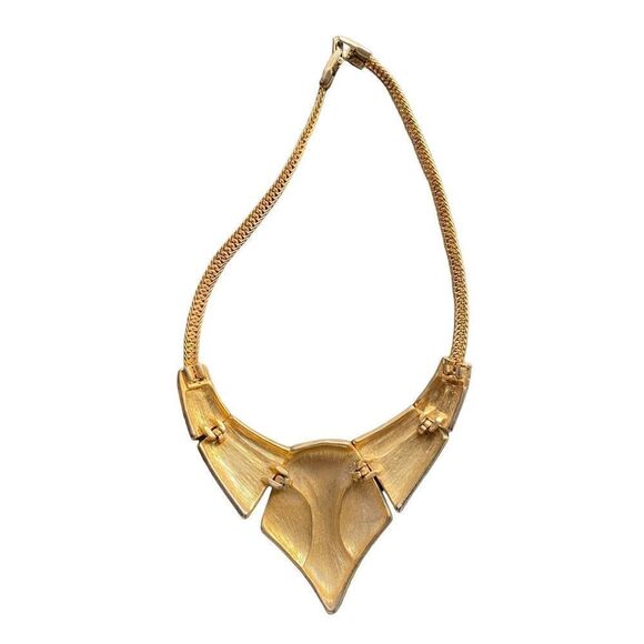 Vintage Enamel Choker Necklace gold tone with copper/gold enamel 1980s - Picture 5 of 8